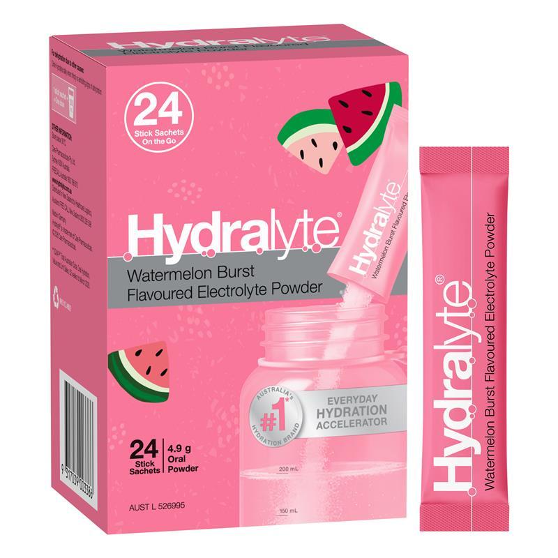 Hydralyte Electrolyte Watermelon Sachets Value Pack 4.9g x 24