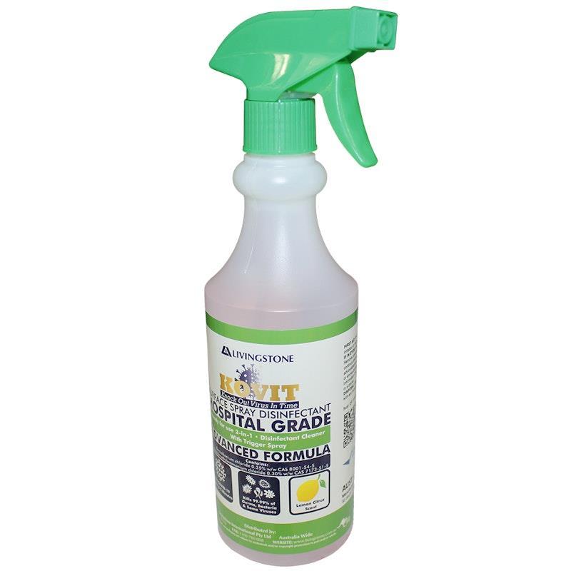 KOVIT Hospital Grade Disinfectant Kills SARS & COVID-19 Neutral pH Lemon Scented Pink Spray 500ml