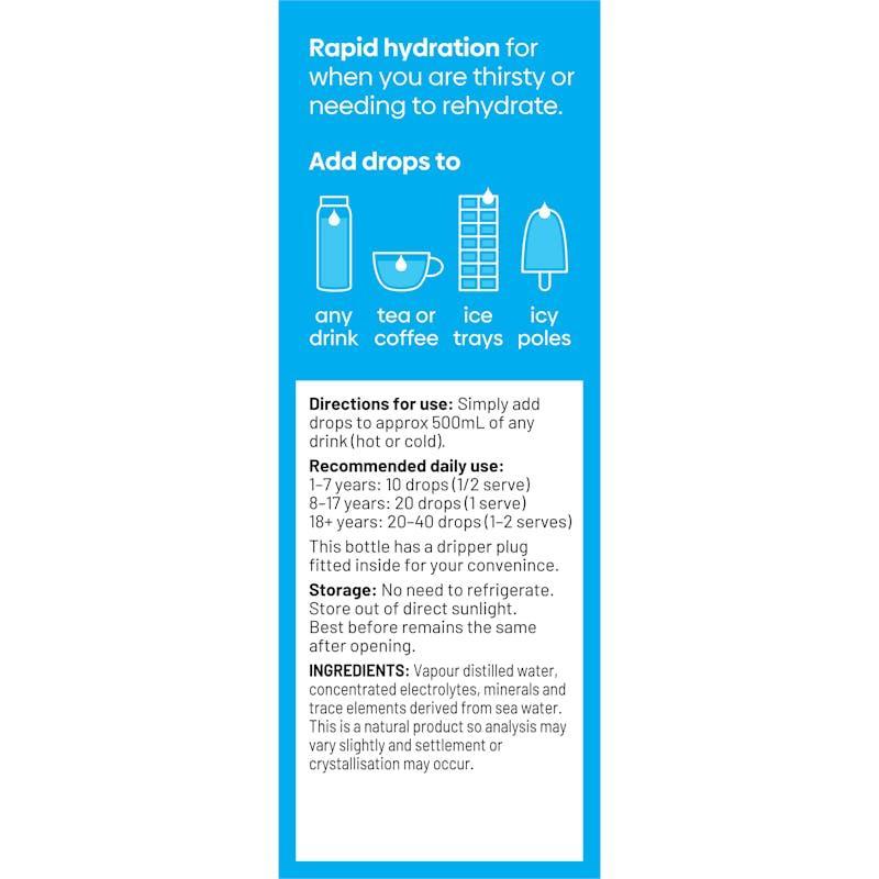 Mineralyte Hydrate+ Rapid Hydration Drops Unflavoured 125ml (124 serves) 2Pack