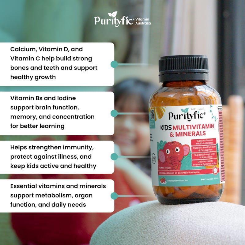 PURITYFIC Kids Multivitamin & Minerals (60 Chewable Tablets) 1Unit