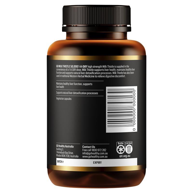 Go Healthy Milk Thistle 50000mg 1-A-Day 120 Vege Capsules Exclusive Size