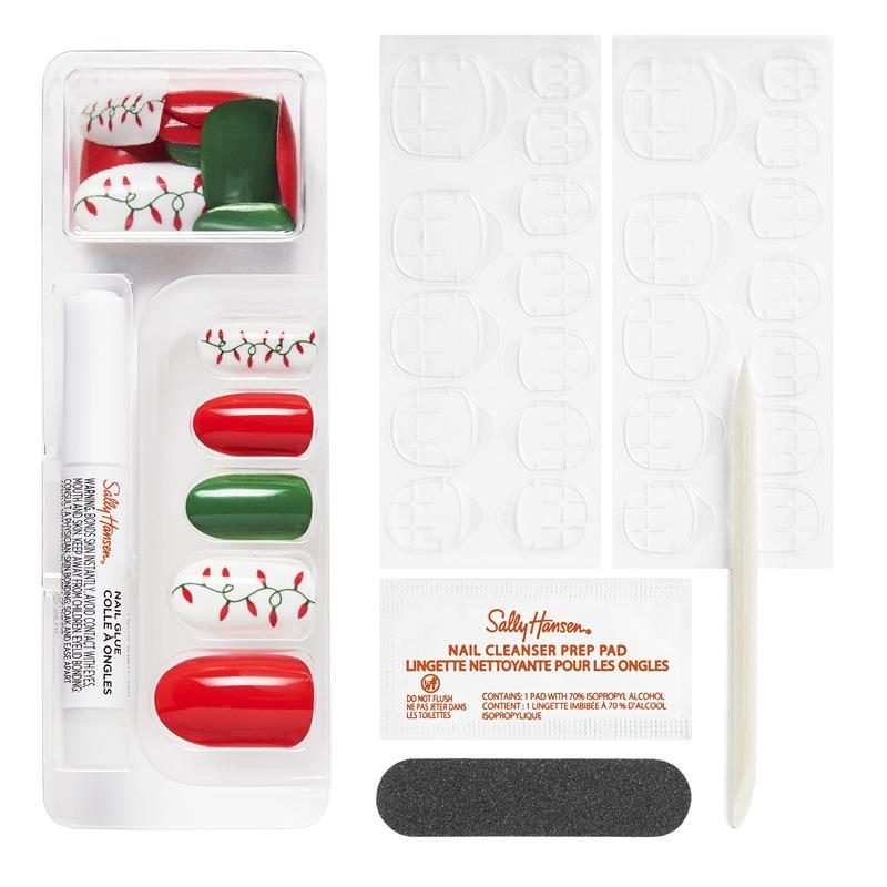 Sally Hansen Salon Effects Perfect Manicure 24 Press On Nails Once Upon A Holiday Collection Festival Fling