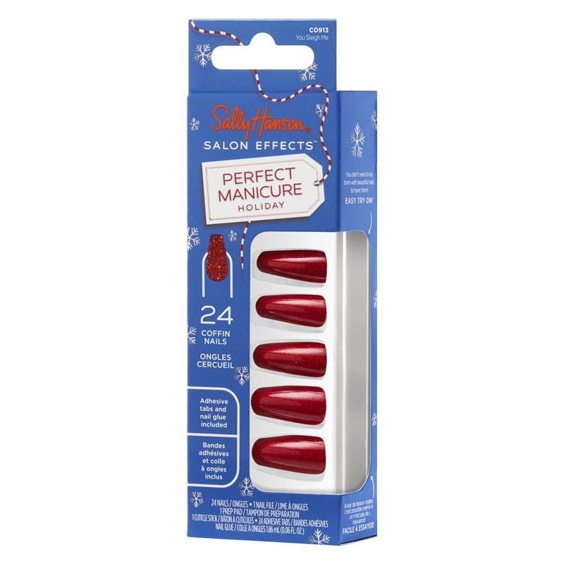 Sally Hansen Salon Effects Perfect Manicure 24 Press On Nails Once Upon A Holiday Collection You Sleigh Me