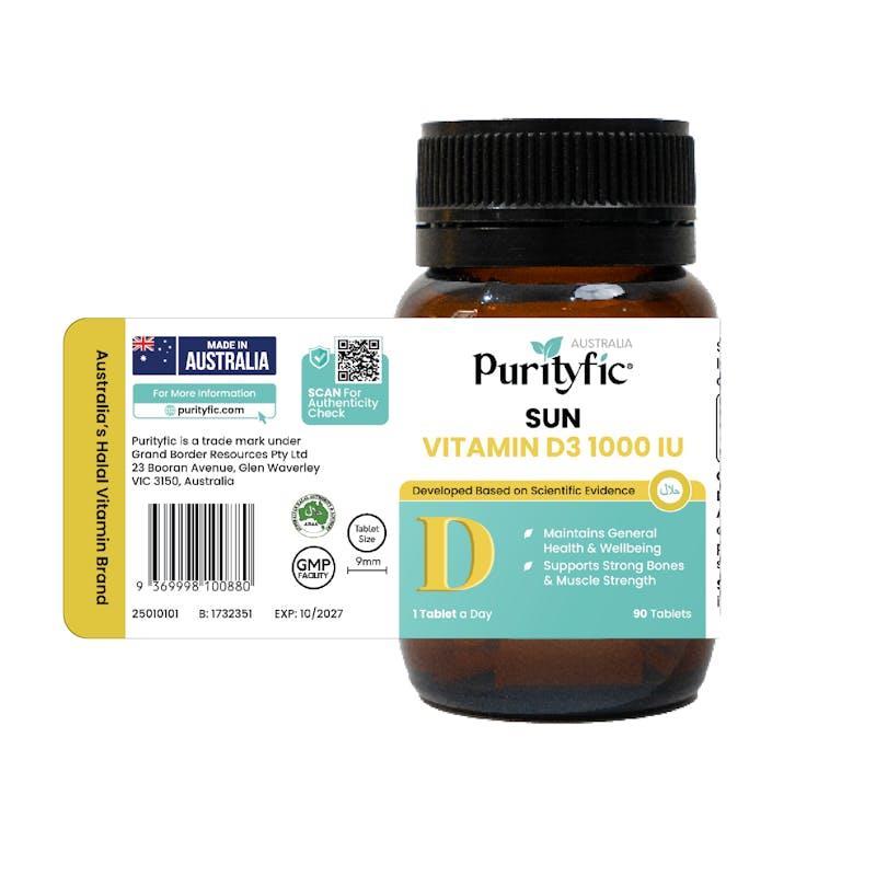 PURITYFIC Sun Vitamin D3 1000 IU (2 Bottles) Bundle
