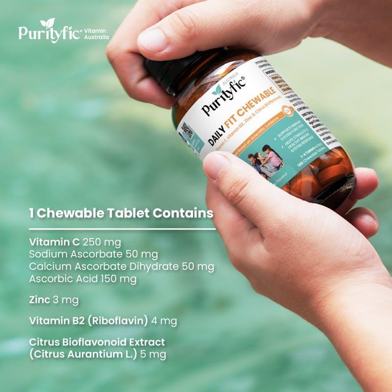Purityfic Daily Fit Chewable_Vitamin C + Zinc + Bioflavonoids Immune Health 1Unit