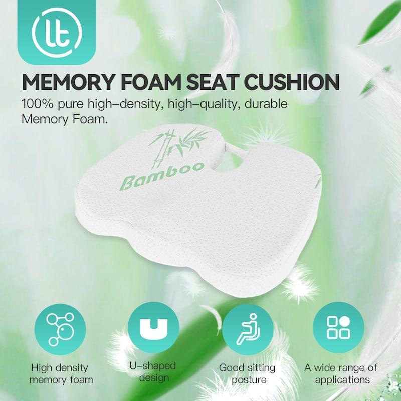 Clevinger Bamboo Memory Foam Seat Cushion Ergonomic Office Chair Car Cushion with Washable Cover 1pc