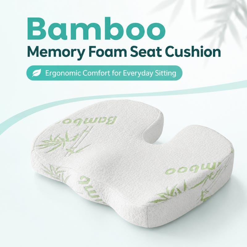 Clevinger Bamboo Memory Foam Seat Cushion Ergonomic Office Chair Car Cushion with Washable Cover 1pc