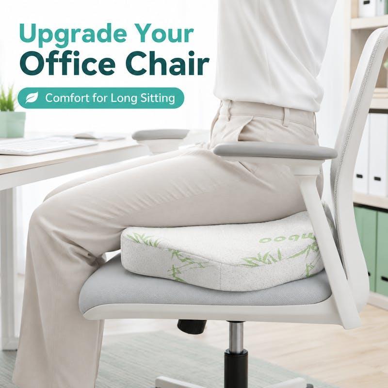 Clevinger Bamboo Memory Foam Seat Cushion Ergonomic Office Chair Car Cushion with Washable Cover 1pc