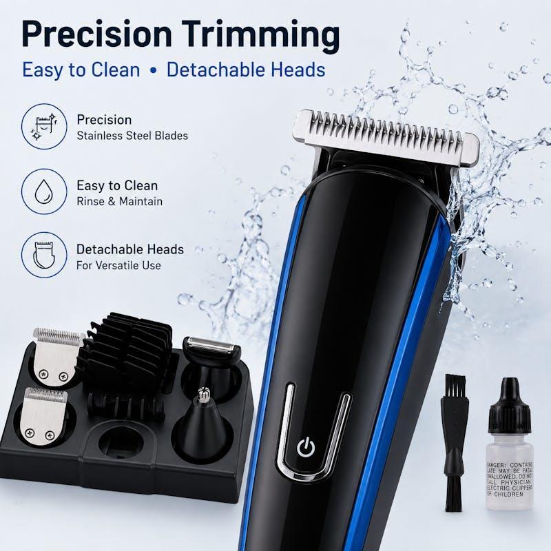 Remology 5-in-1 Rechargeable Grooming Kit for Men with Hair Trimmer & Shaver One Size