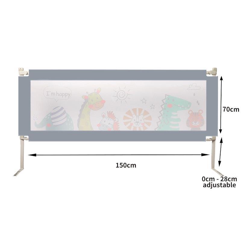 BoPeep Kids Baby Safety Bed Rail Guard Adjustable Folding Child Toddler Grey Small