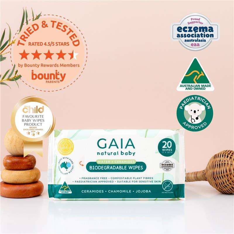 GAIA Biodegradable Water Wipes 20 Pack