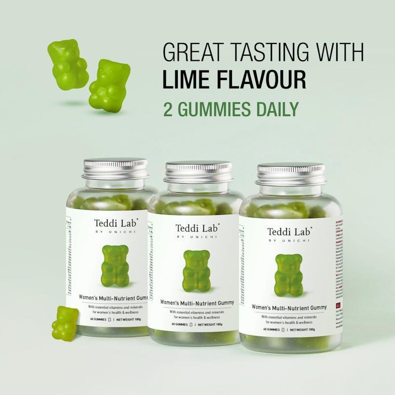Teddi Lab by Unichi Women's Multi-Nutrient Gummy 60s- Energy Production & General Wellbeing 1Pack