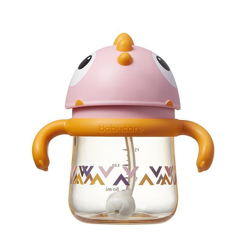 Bc Babycare T-REX TOBY Weighted Straw Sippy Cup 150ml (with Handle) Rose