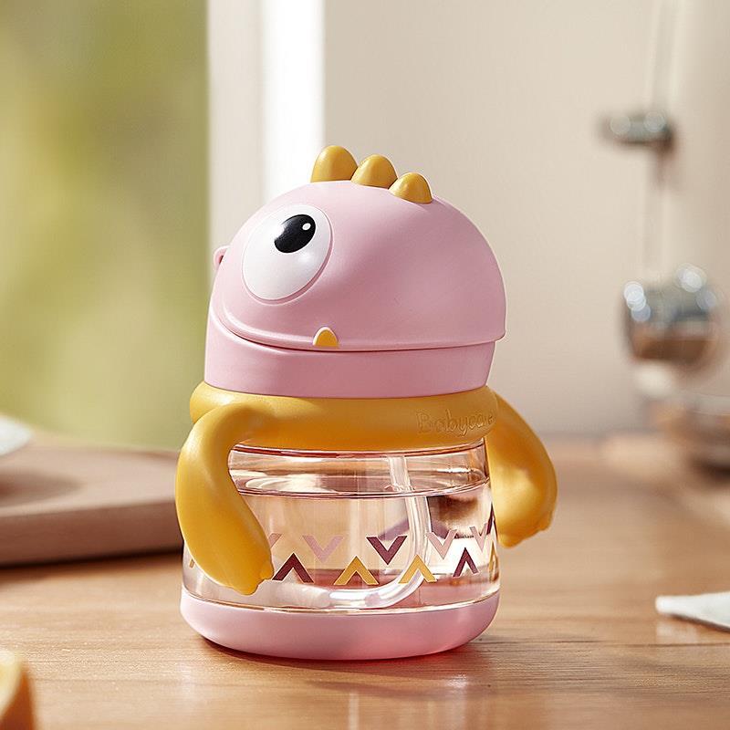 Bc Babycare T-REX TOBY Weighted Straw Sippy Cup 150ml (with Handle) Rose