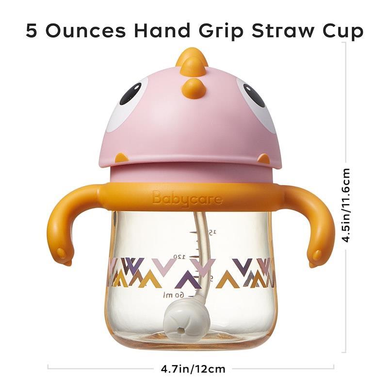 Bc Babycare T-REX TOBY Weighted Straw Sippy Cup 150ml (with Handle) Rose