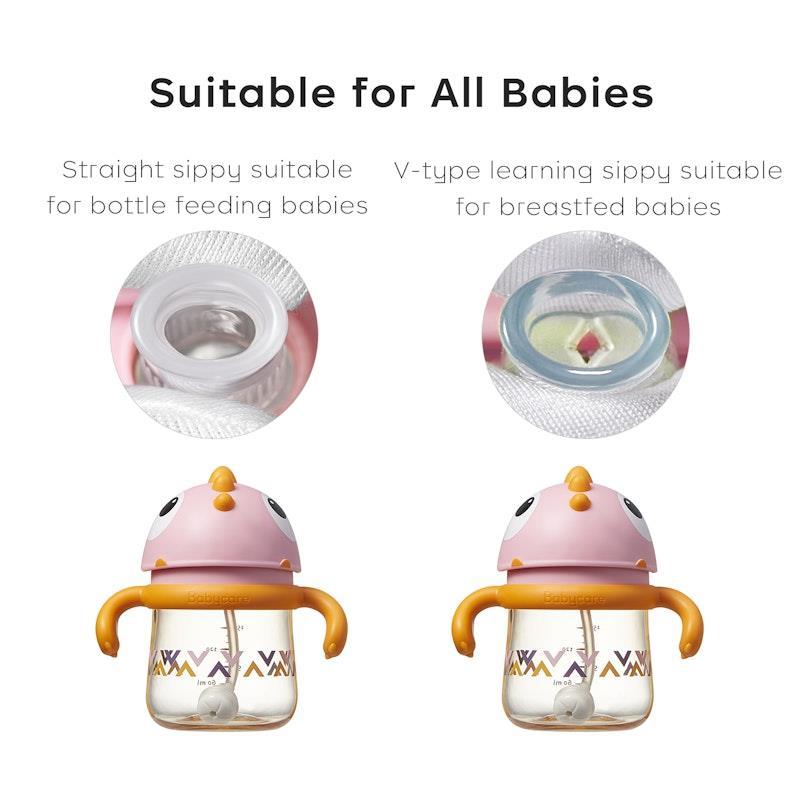 Bc Babycare T-REX TOBY Weighted Straw Sippy Cup 150ml (with Handle) Rose