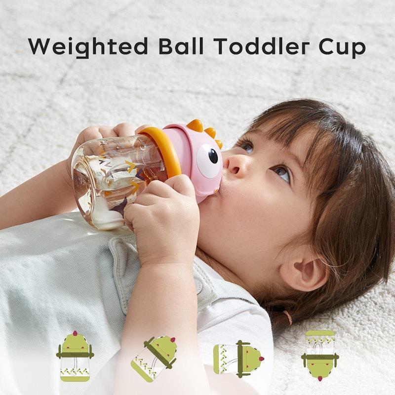 Bc Babycare T-REX TOBY Weighted Straw Sippy Cup 150ml (with Handle) Rose