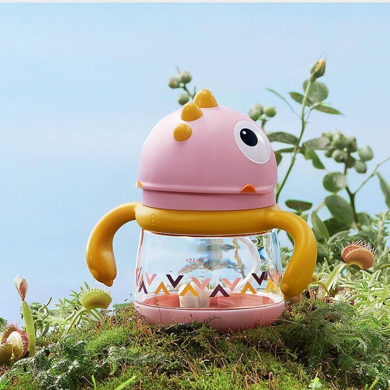 Bc Babycare T-REX TOBY Weighted Straw Sippy Cup 150ml (with Handle) Rose