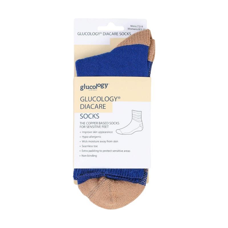 Glucology Copper Based Loose Top Classic Socks 2 Pairs Blue Small