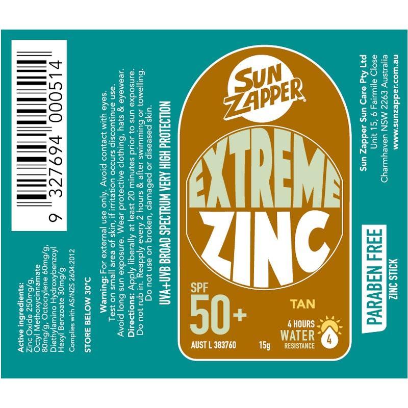 SUN ZAPPER Tan Extreme Zinc Stick SPF 50+ 15g