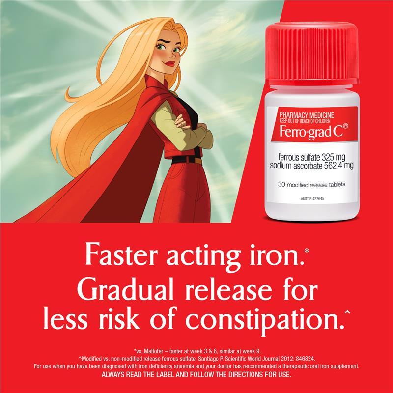 Ferro-Grad C Iron & Vitamin C 30 Tablets NEW