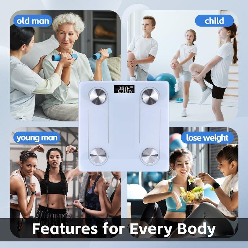 Clevinger Bluetooth Smart Digital Glass Bathroom Scale Max Capacity 180KG 1Unit