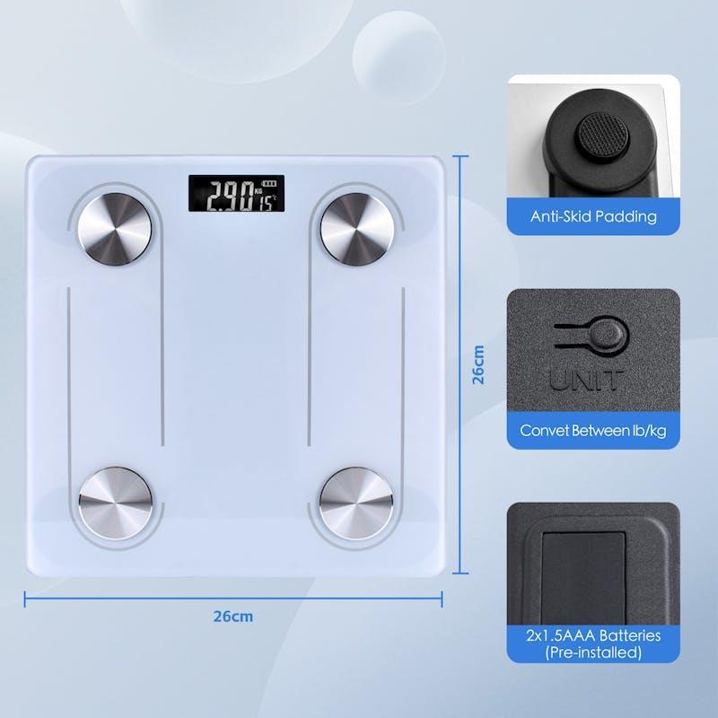 Clevinger Bluetooth Smart Digital Glass Bathroom Scale Max Capacity 180KG 1Unit