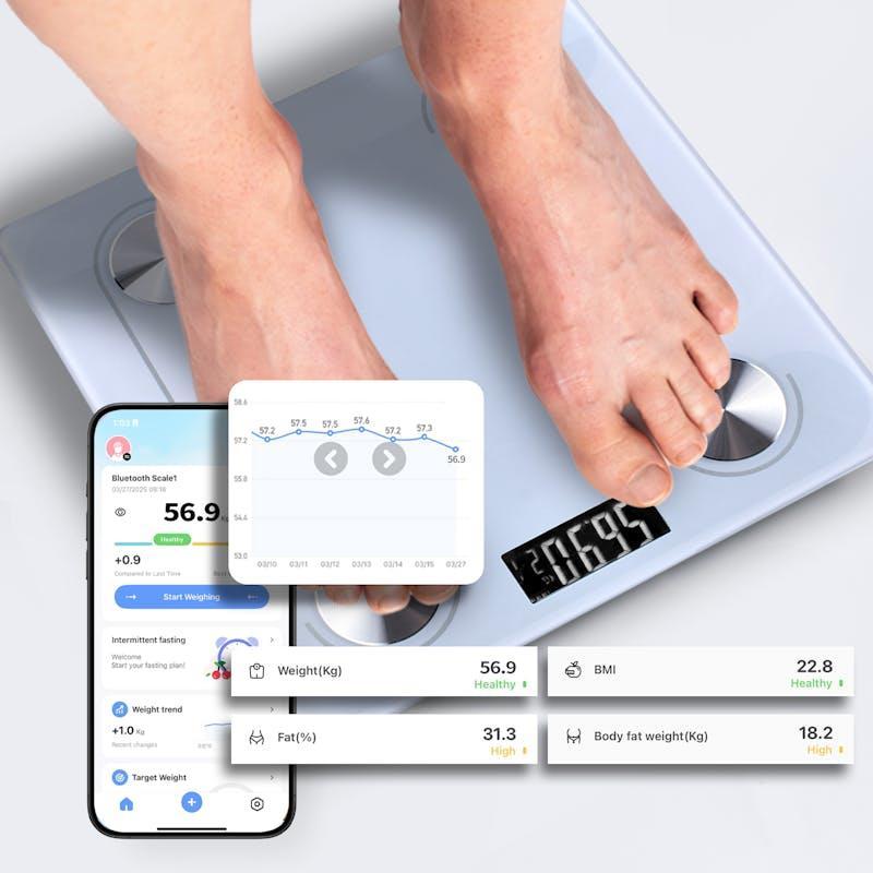 Clevinger Bluetooth Smart Digital Glass Bathroom Scale Max Capacity 180KG 1Unit