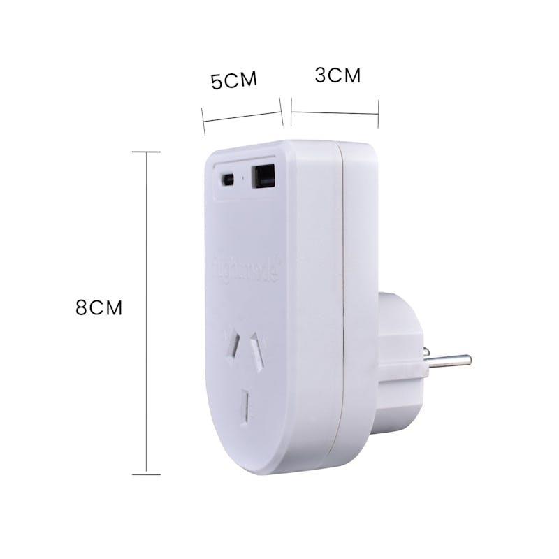 Flightmode Outbound AU/NZ to USA/CANADA Travel Adaptor with USB Type C & A 1Unit