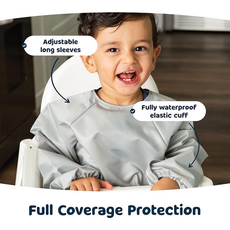 Tiny Twinkle Mess-proof Full Long Sleeve Bib 2 Pack Grey & Dark Blue Large (2-4Y)