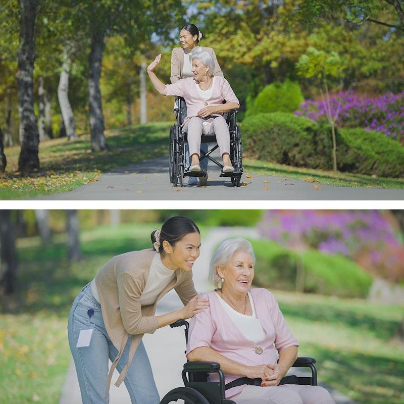 Equipmed 24 Inch Folding Wheelchair with Park Brakes Black