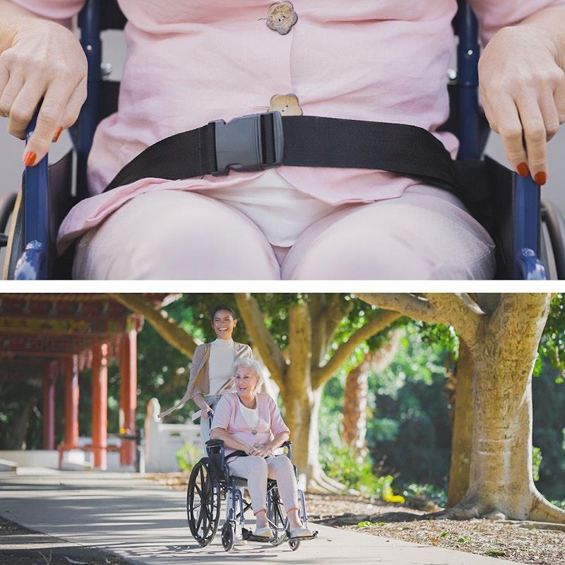 Equipmed 24 Inch Folding Wheelchair with Park Brakes Blue