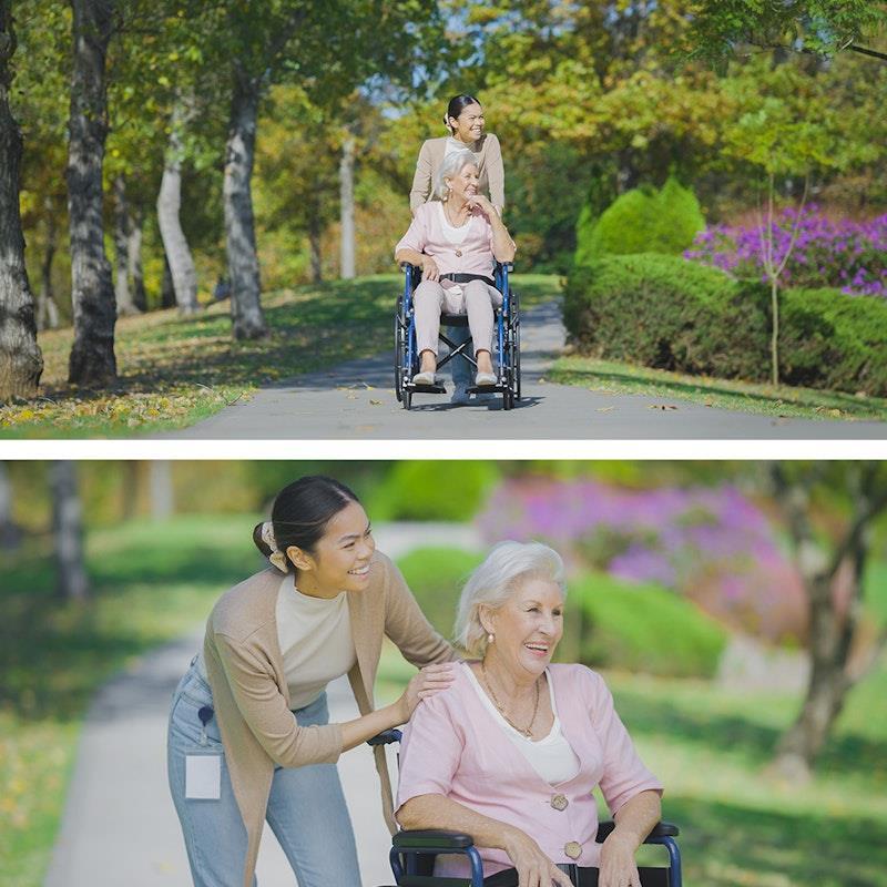 Equipmed 24 Inch Folding Wheelchair with Park Brakes Blue