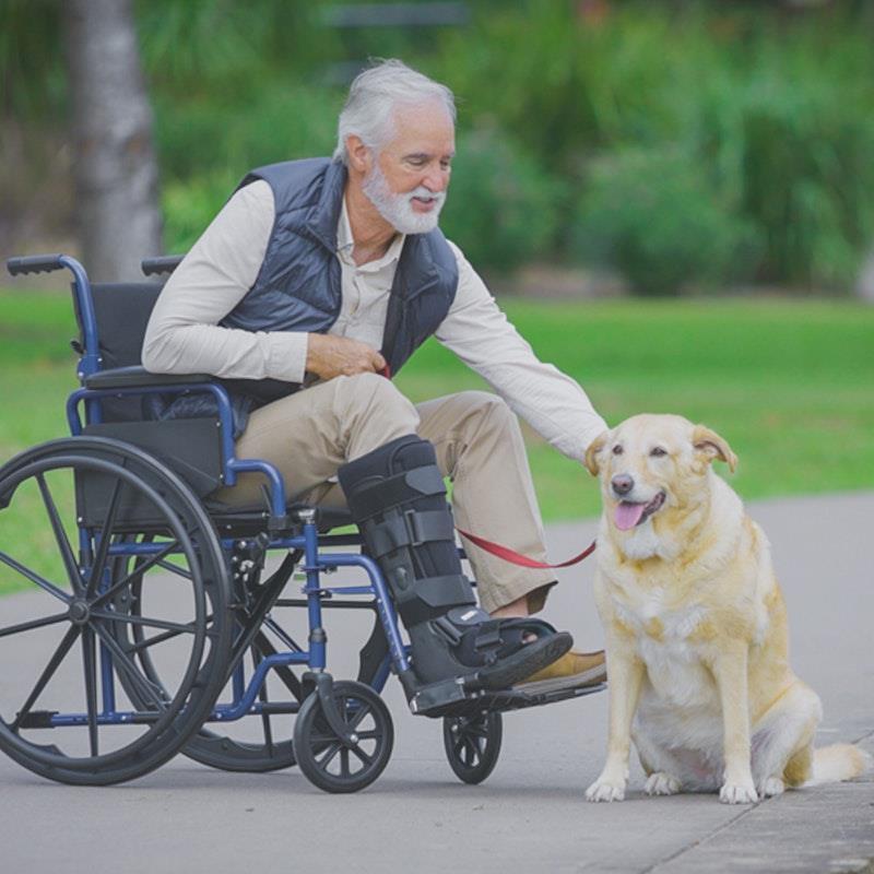 Equipmed 24 Inch Folding Wheelchair with Park Brakes Blue