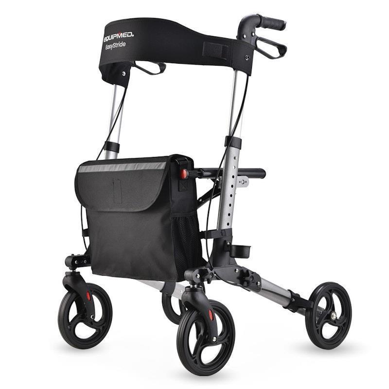 Equipmed Foldable Aluminium Walking Frame Rollator Silver