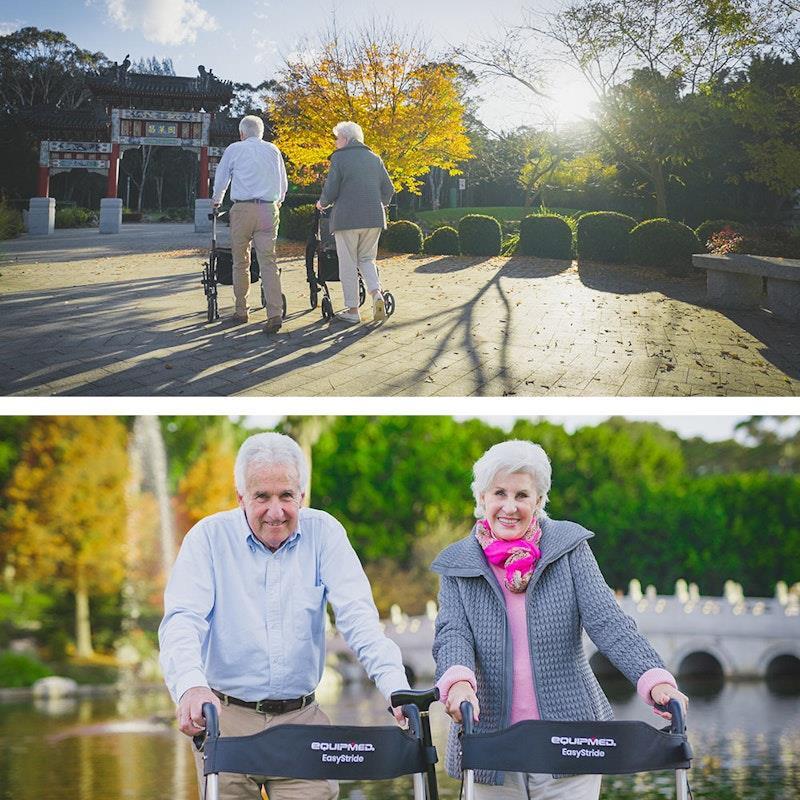 Equipmed Foldable Aluminium Walking Frame Rollator Silver