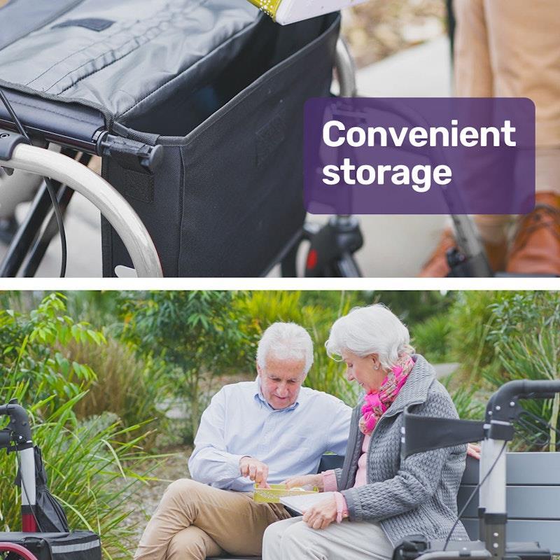 Equipmed Foldable Aluminium Walking Frame Rollator Silver