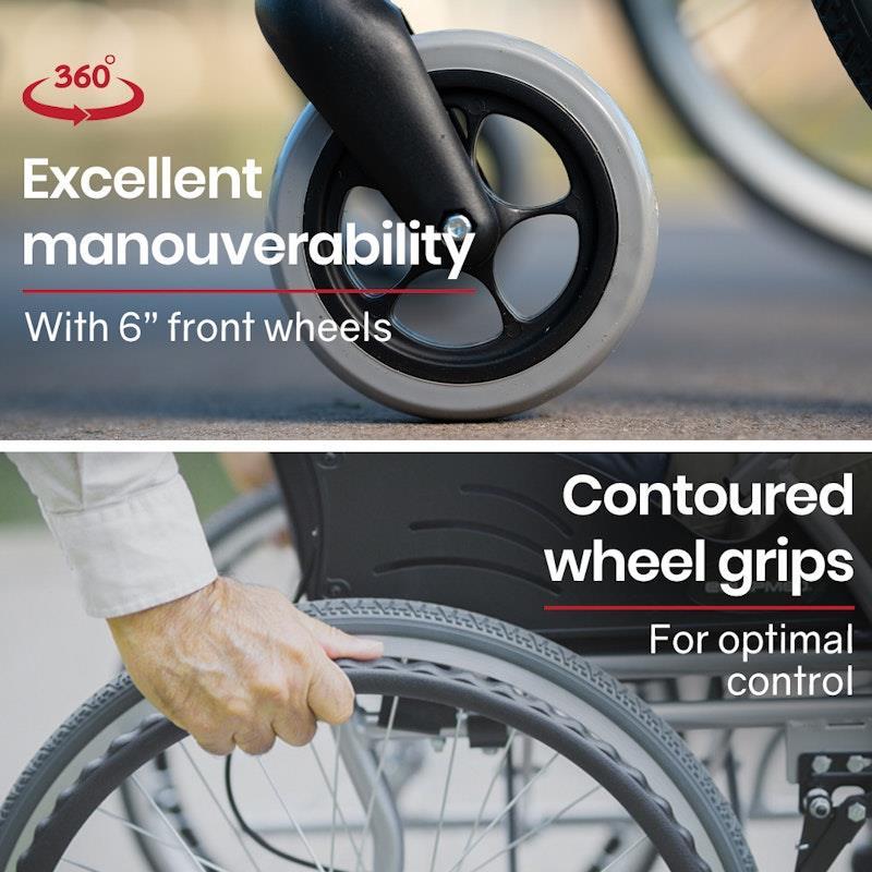 Equipmed Folding Aluminium Wheelchair Grey & Black