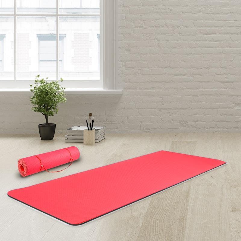 Powertrain TPE Pilates Exercise Yoga Mat 8mm Red