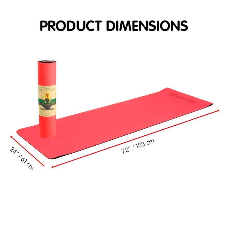 Powertrain TPE Pilates Exercise Yoga Mat 8mm Red