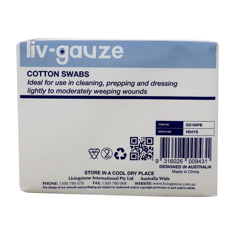 Livingstone Gauze Swabs 8 ply Cotton Non-Sterile 10 x 10 cm 100 Pieces/Box