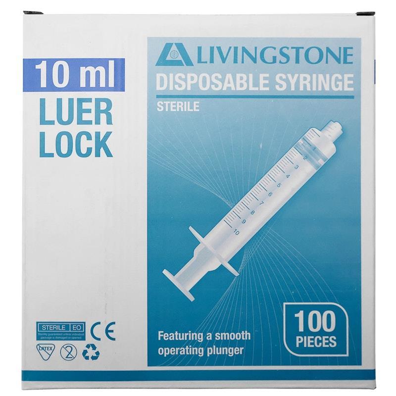 Livingstone Syringe Luer Lock Tip 10ml 100 Pieces/Box