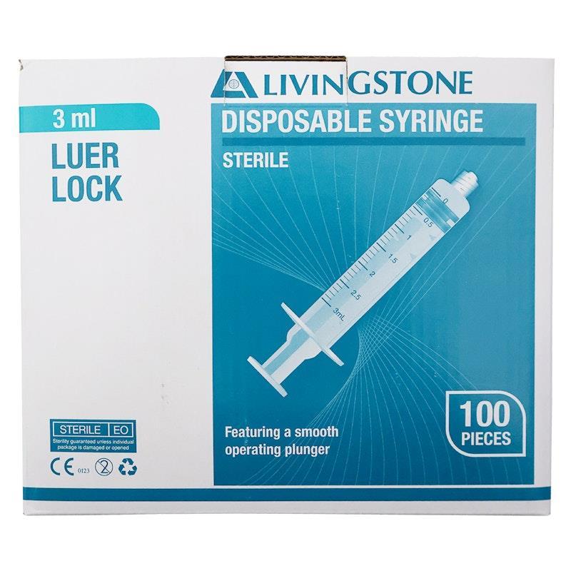 Livingstone Syringe Luer Lock Tip 3ml 100 Pieces/Box