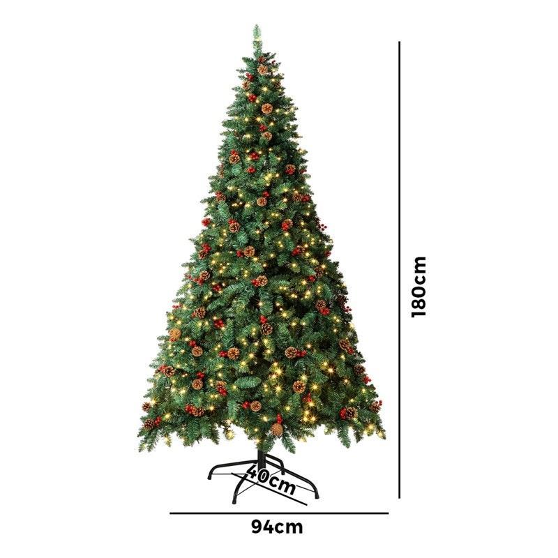 Tinseltown LED Christmas Tree 1.8M Xmas Trees Decorations Green with Ornaments 6 Feet