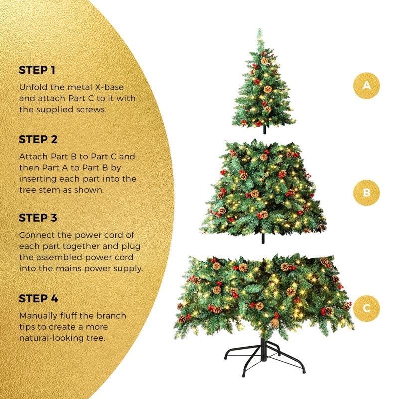 Tinseltown LED Christmas Tree 1.8M Xmas Trees Decorations Green with Ornaments 6 Feet