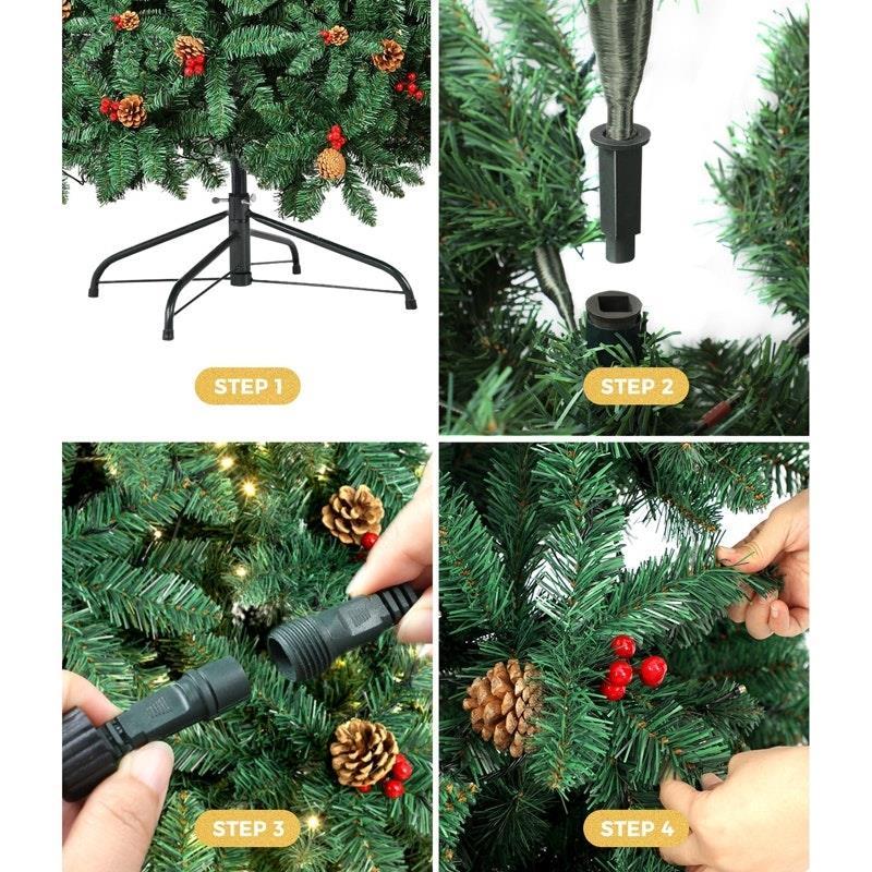 Tinseltown LED Christmas Tree 1.8M Xmas Trees Decorations Green with Ornaments 6 Feet