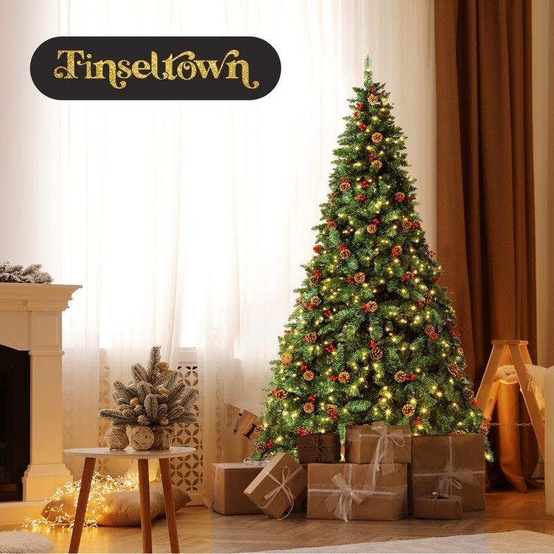 Tinseltown LED Christmas Tree 1.8M Xmas Trees Decorations Green with Ornaments 6 Feet