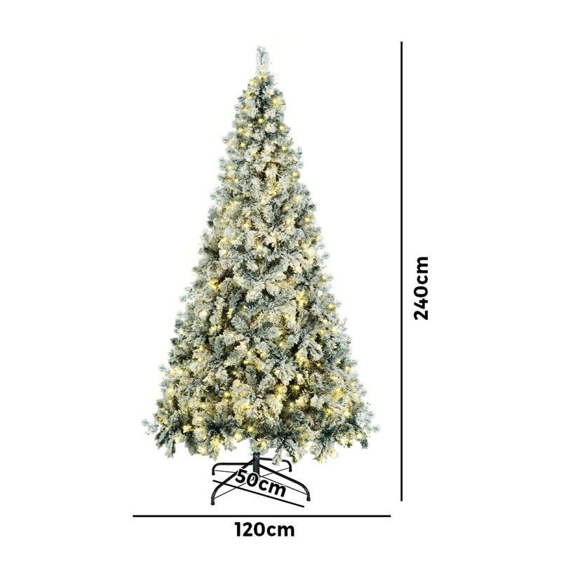 Tinseltown LED Christmas Tree 2.4M Xmas Trees White Snow Flocked Decorations 8 Feet