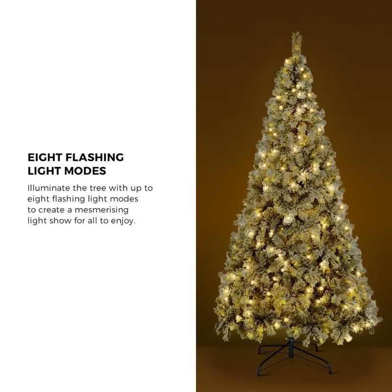 Tinseltown LED Christmas Tree 2.4M Xmas Trees White Snow Flocked Decorations 8 Feet
