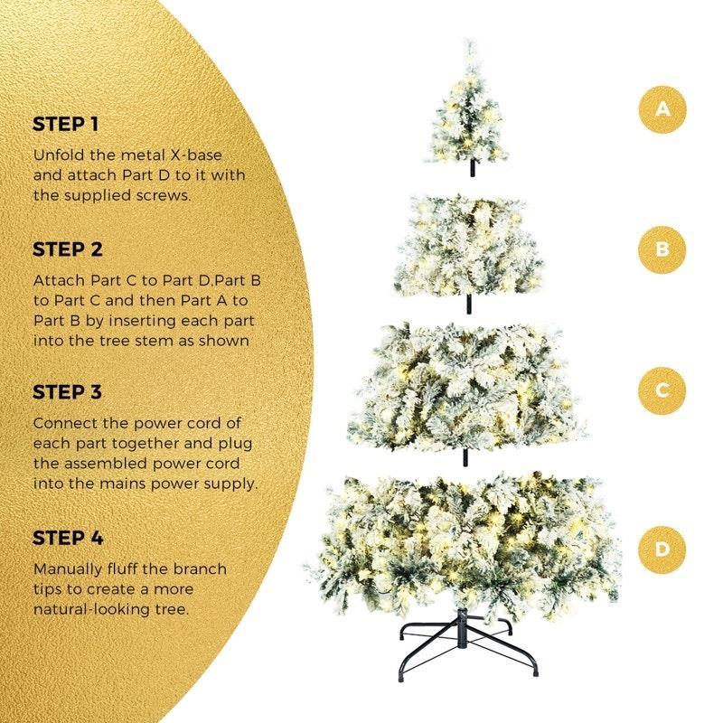 Tinseltown LED Christmas Tree 2.4M Xmas Trees White Snow Flocked Decorations 8 Feet